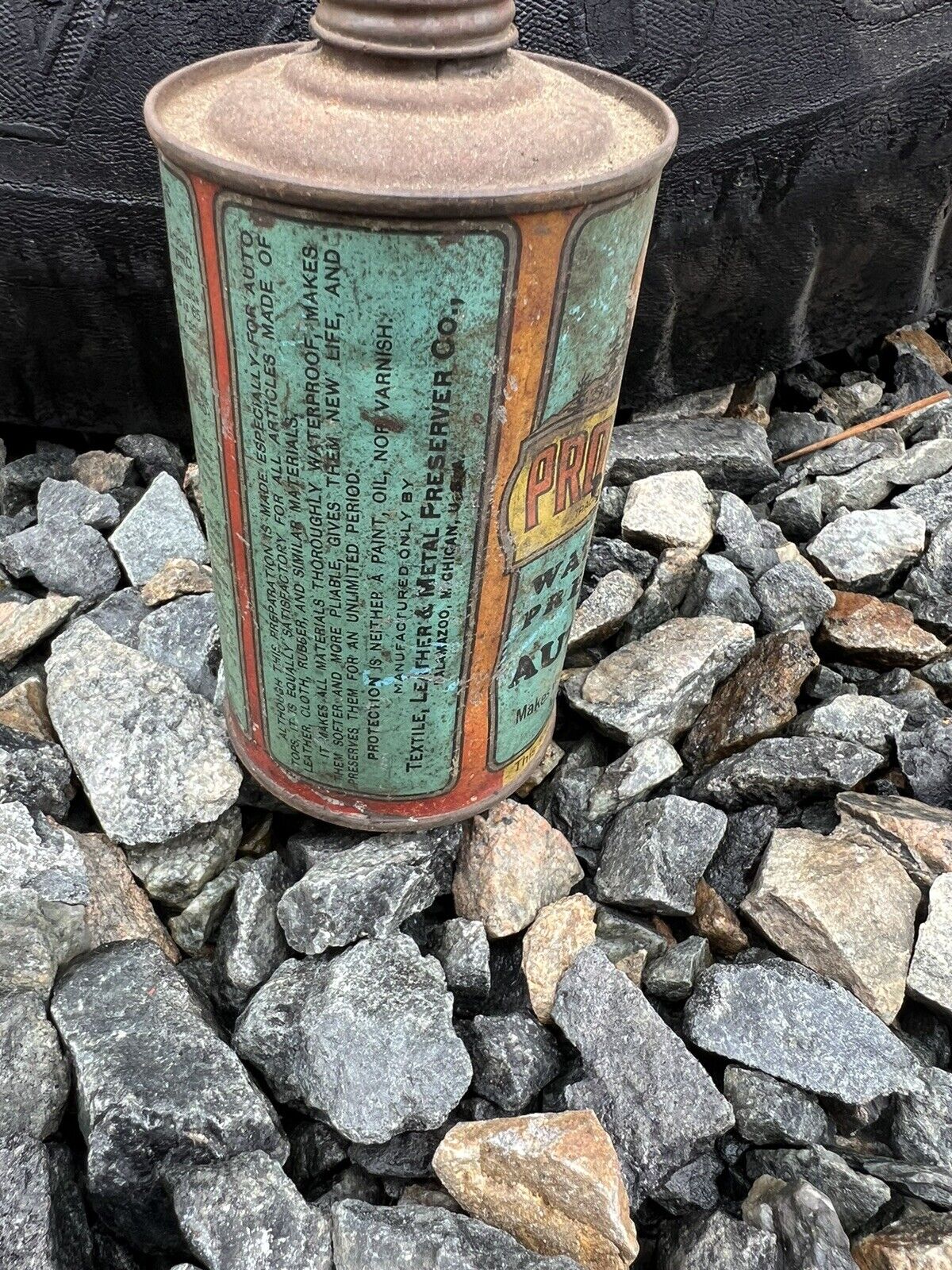 Vintage Automobile Top Protection Gas Oil Can Tin Sign Advertising