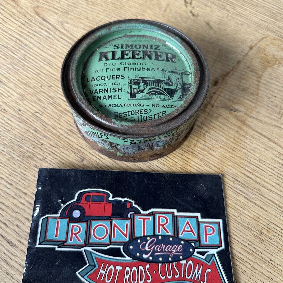 Vintage Simoz Kleener Tin Can, Marked Simons Co Chicago Man Cave Garag ...