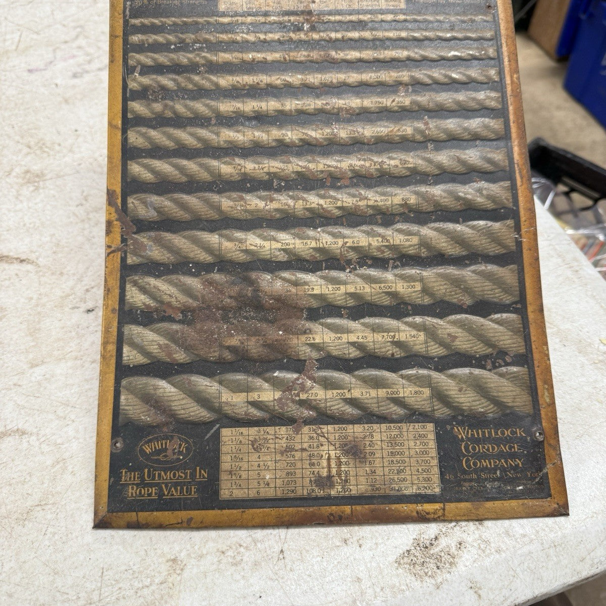 Vintage TOC Whitlock Waterford Cordage Rope Advertising Sign Tin Over ...