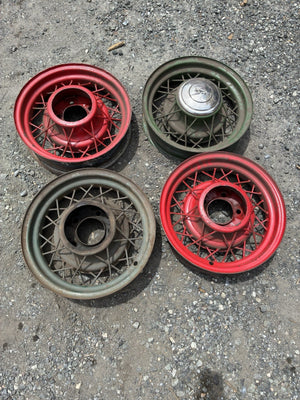 Set Of 4 1935 Ford 16”x4” Wire Wheels 5x5.5 Hot Rod Coupe Sedan Roadster