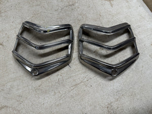 1940 Ford Deluxe Tail Light Bezel Trim Surround Stainless DUOLAMP OEM Pair