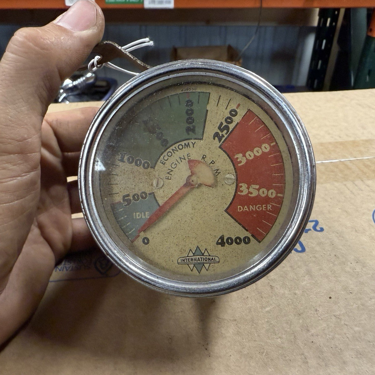 Vintage International 4,000 RPM Tachometer Full Color Dial Danger Redl ...