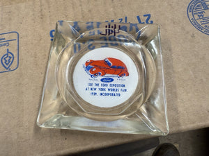1939 New York World's Fair Ford Exposition Glass Advertising Ashtray