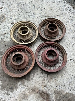 1933-34 Ford 17"x3-1/4” Wire Wheels Set Of 4 Coupe Sedan Roadster Phaeton