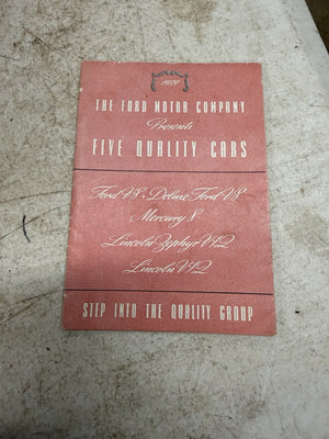 1939 "The Ford Motor Co. Presents Five Quality Cars" Fold Out Advertisement #44