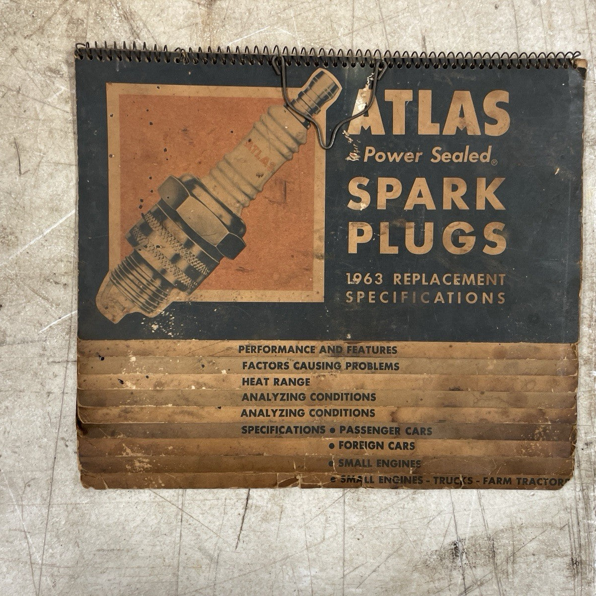 Vintage 1963 Atlas Spark Plug Replacement Specification Wall Hanging C ...