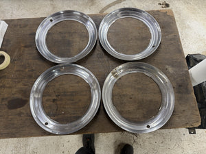 1949 1951 Mercury 15" Stainless Steel  Wide Trim Rings Nice Used Set of 4