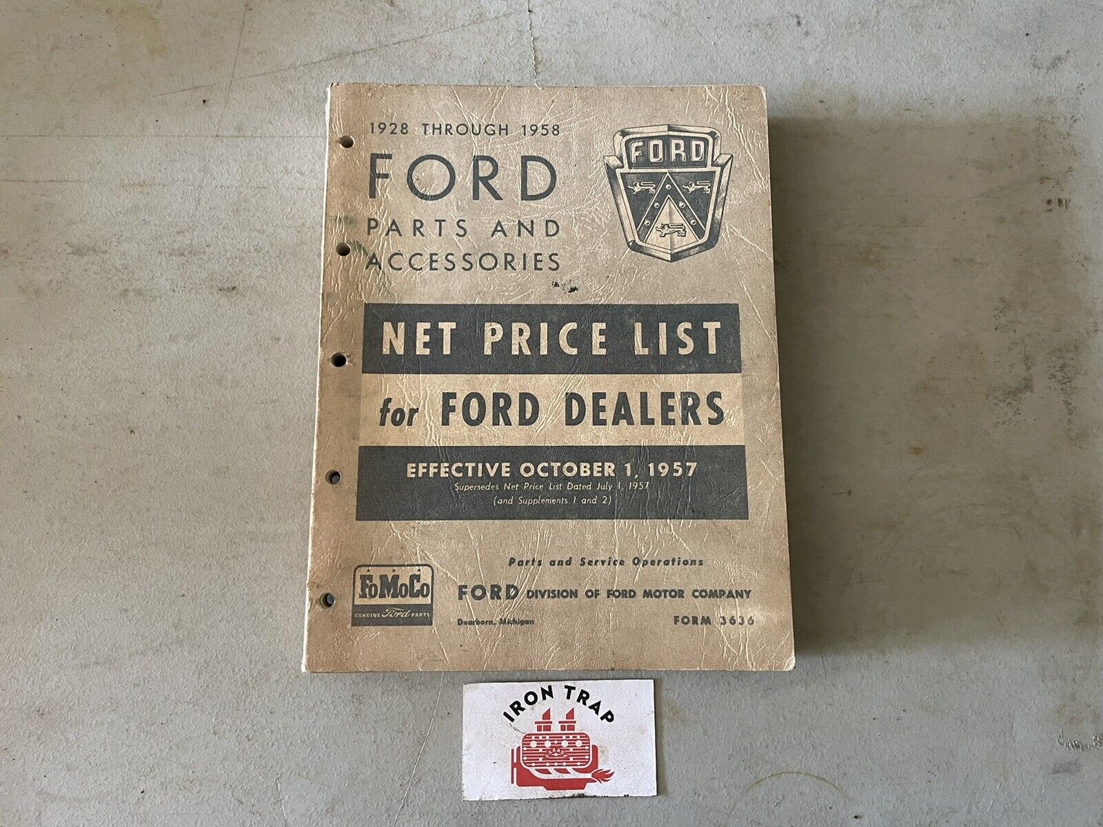 1928-1958 Ford Dealer Parts And Accessories Net Price List Manual