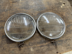 Vintage 1933-1934 FORD TWOLITE Headlight Trim Rings & Glass Coupe Sedan Roadster