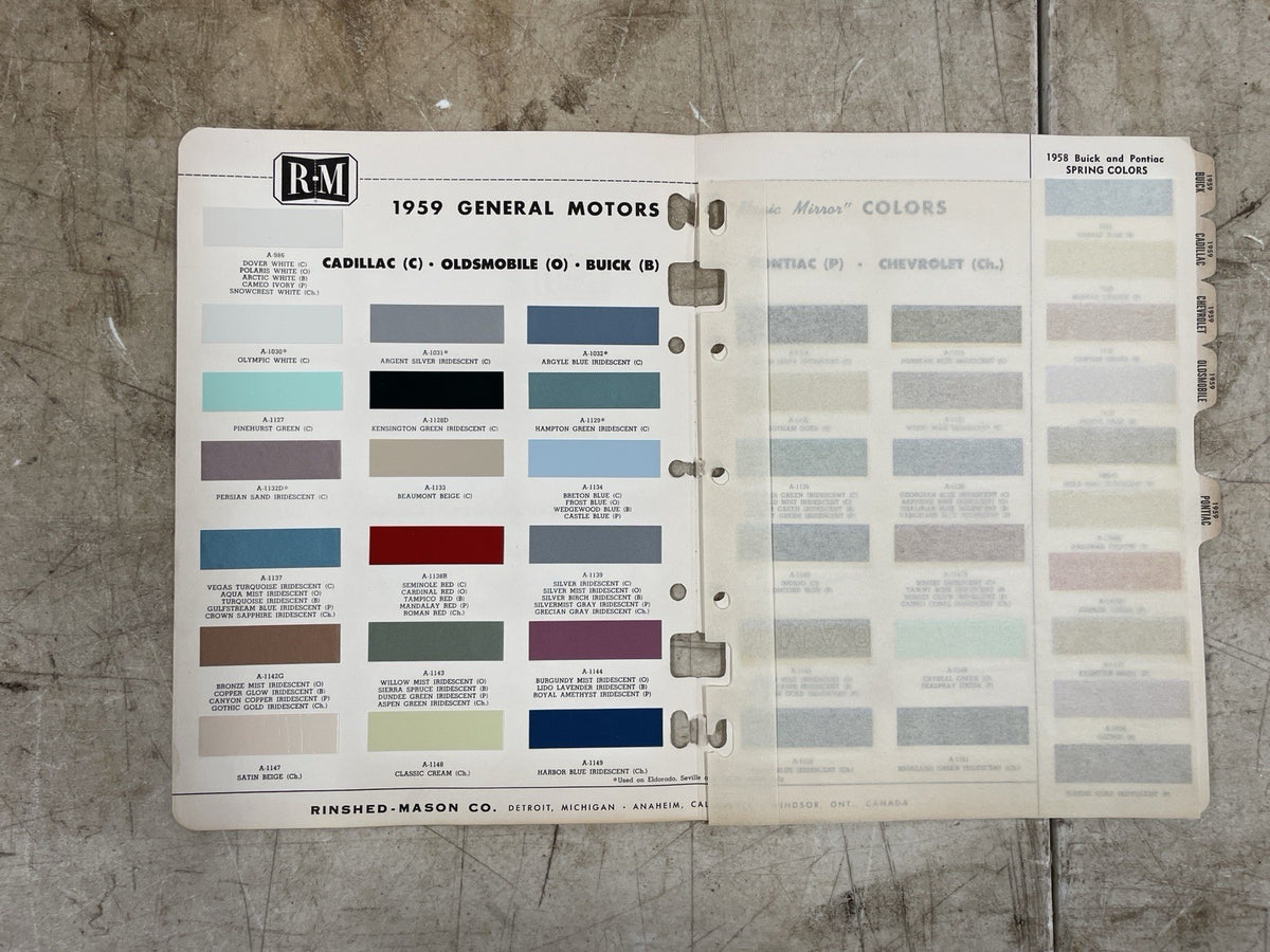 1959 GM MAGIC MIRROR Original RM RINSHED-MASON Automotive Paint Color ...