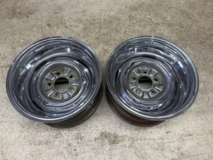 15”x8” Reverse Chrome Steel Wheels 5x4.75BP Hot Rod Coupe Roadster