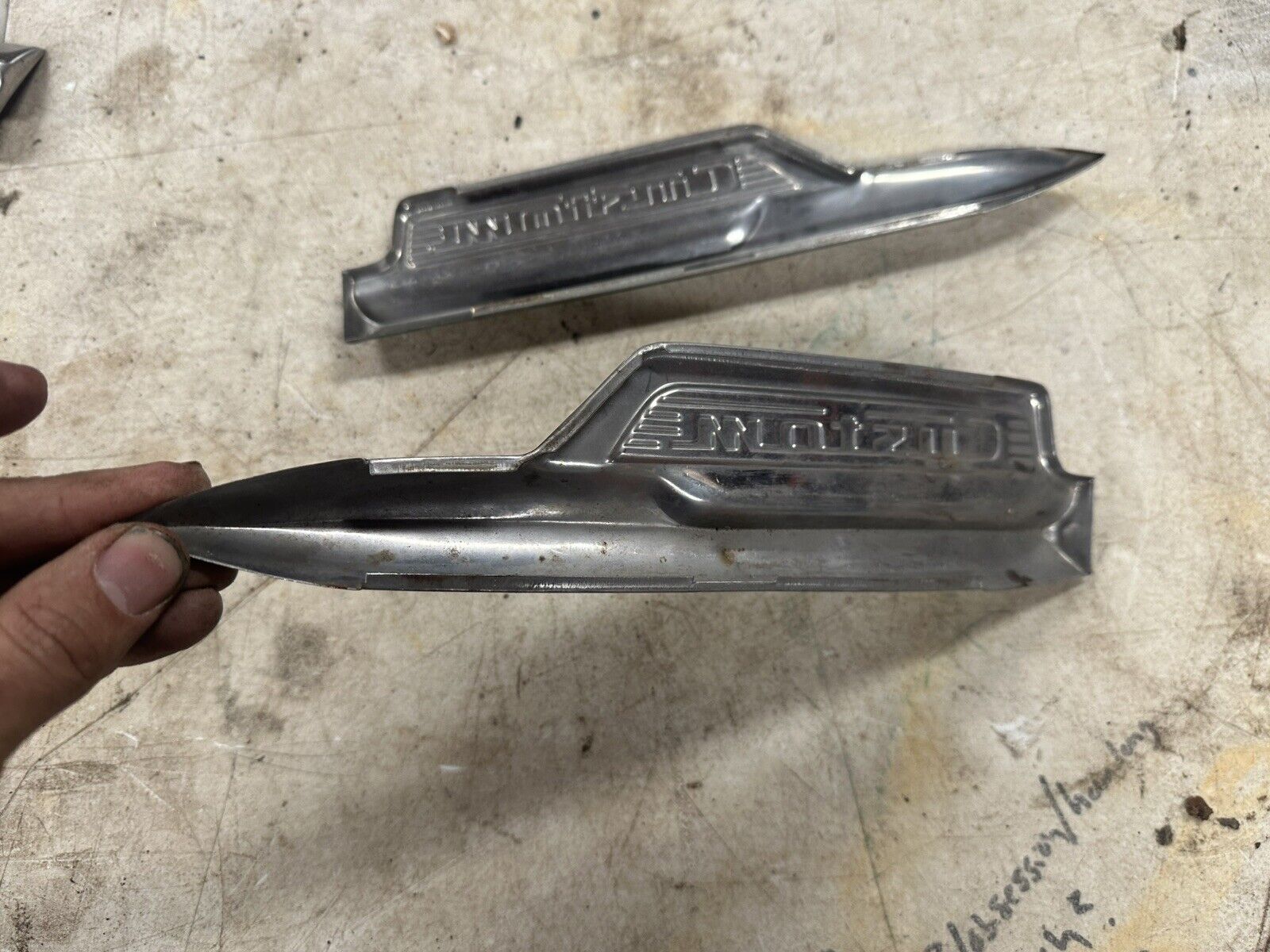 49 50 51 Ford Custom Set Right and Left Fender Spears Badges
