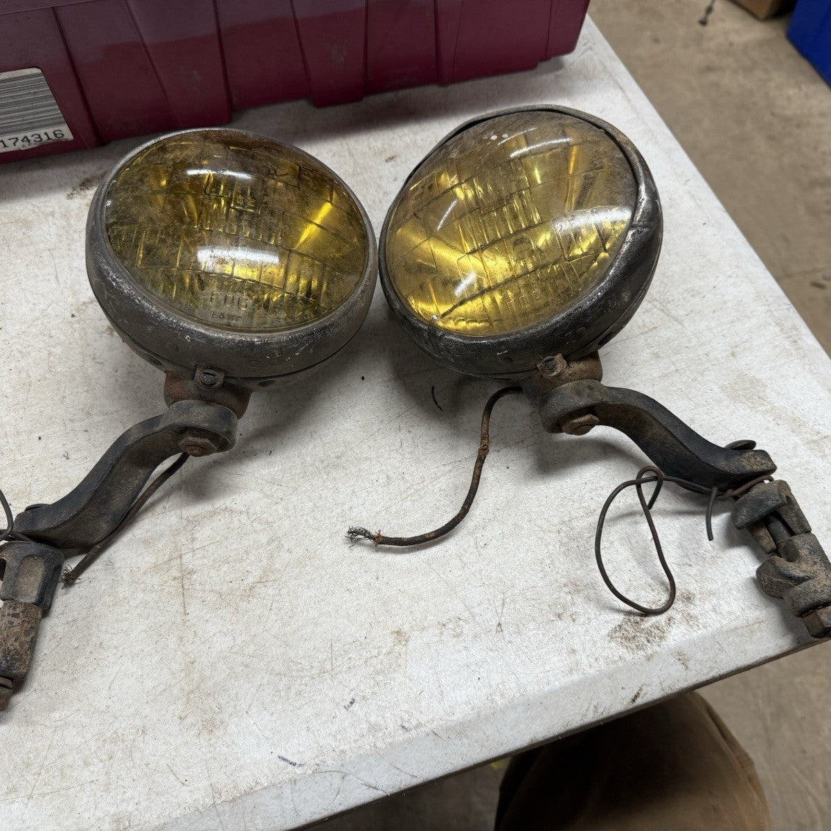Arrow 500 Fog lights Bumper Mount Amber Lens Rat Rod Vintage Hot Rod C ...