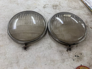 Vintage 1933-1934 FORD TWOLITE Headlight Trim Rings & Glass Coupe Sedan Roadster