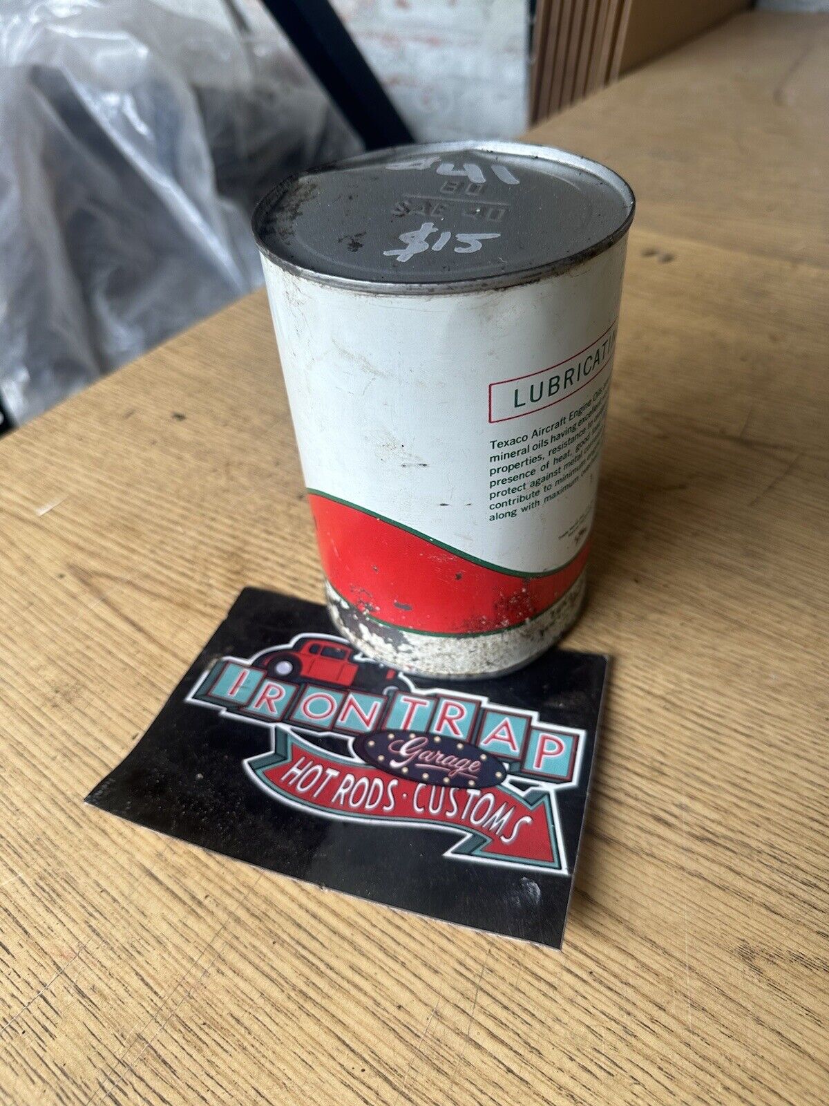 Texaco Full Aircraft Engine Oil Can PETROLEANA SAE-40 Man Cave