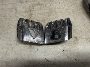 1940 Ford Truck "V " " 8 " V-8 Set/2 Hood Emblems Good Originals 01A-16604-B