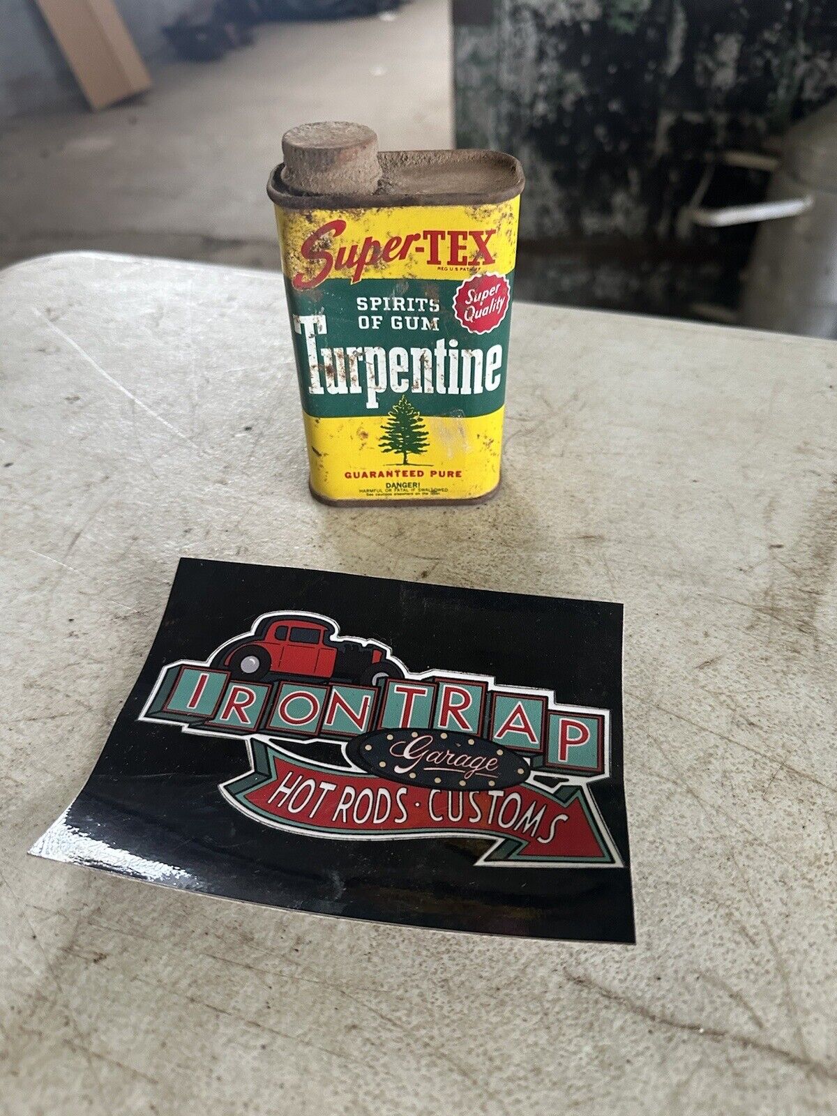 Vintage Super-Tex Spirits Of Gum Turpentine 1962 Oil Can Man Cave