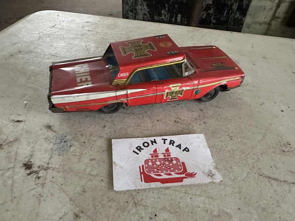 Vintage Tin Toy Fire Chief Car Friction Toy – Iron Trap Garage